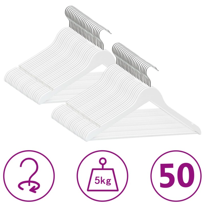 50 pcs conjunto de cabides antiderrapantes madeira branco-Cabides-Home Retail