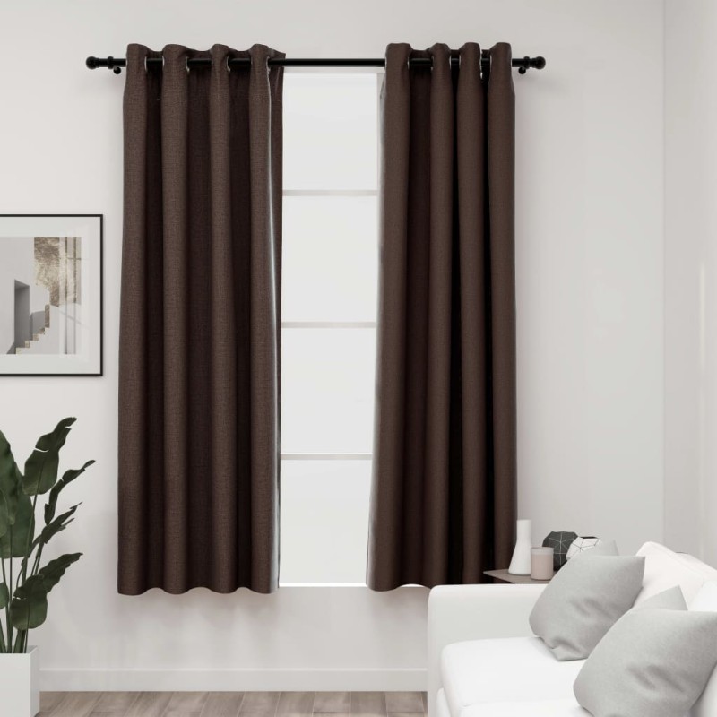 Cortinas opacas asp. linho c/ ilhós 2pcs 140x175cm cinza-acast.-Persianas e cortinas-Home Retail