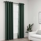 Cortinas opacas aspeto linho c/ ilhós 2 pcs 140x245 cm verde