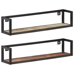 Prateleiras de parede 2 pcs 80 cm madeira recuperada maciça