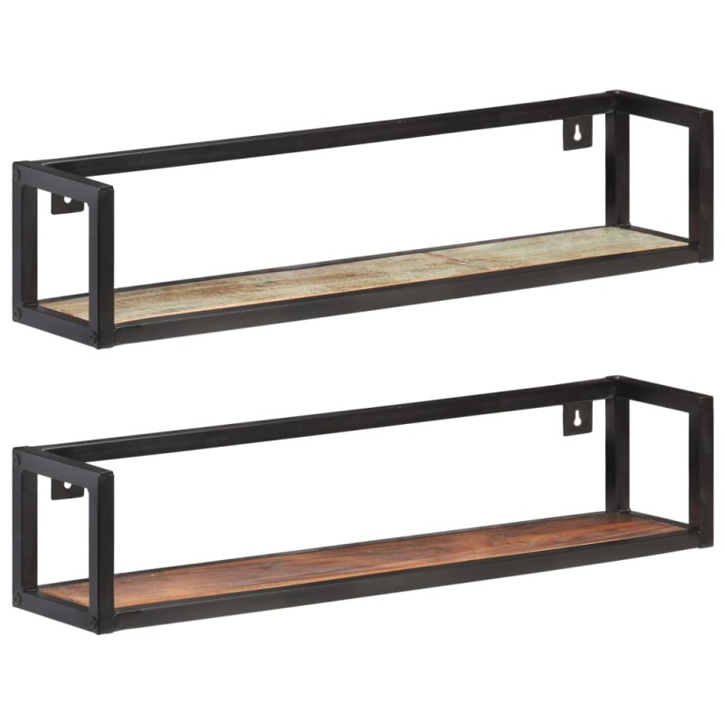 Prateleiras de parede 2 pcs 80 cm madeira recuperada maciça-Prateleiras-Home Retail