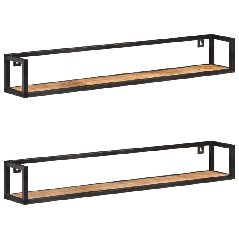 Prateleiras de parede 2 pcs 120 cm madeira de mangueira áspera-Prateleiras-Home Retail