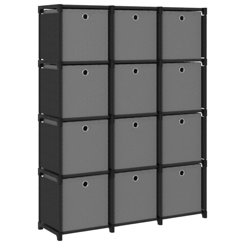 Unid. prateleiras 12 cubos c/ caixas 103x30x141 cm tecido preto-Estantes para livros-Home Retail