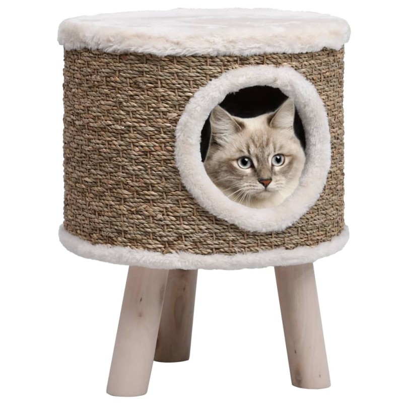 Ninho para gatos c/ pernas de madeira 41 cm ervas marinhas-Móveis para gatos-Home Retail