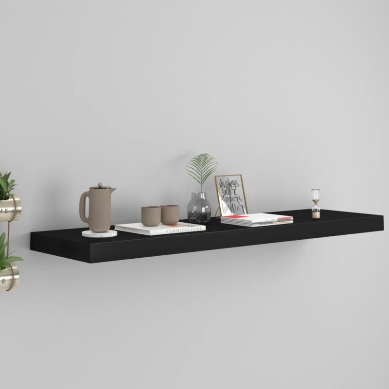 Prateleira de parede suspensa 90x23,5x3,8 cm MDF preto-Prateleiras-Home Retail