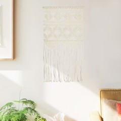 Suporte de parede em macramé 40x80 cm algodão - vidaXL | Tapeçarias...