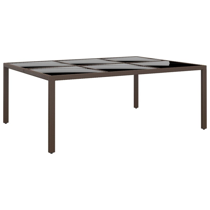 Mesa de jardim c/ tampo de vidro 200x150x75 cm vime castanho-Mesas de jardim-Home Retail