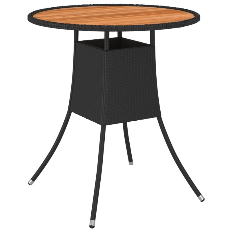 Mesa de jantar p/ jardim Ø 70 cm vime PE e acácia maciça preto-Mesas de jardim-Home Retail