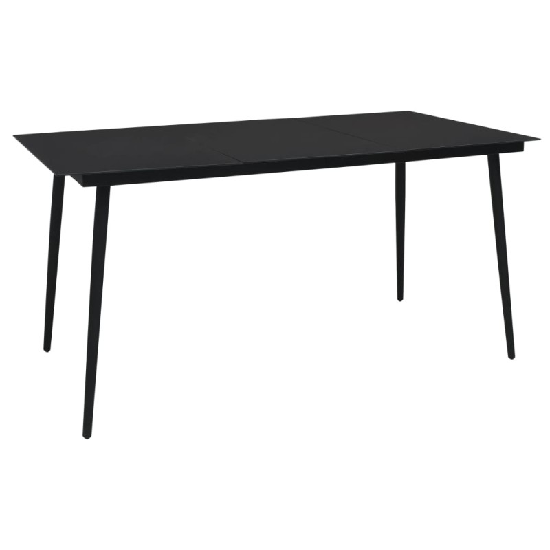 Mesa de jantar para jardim 150x80x74 cm aço e vidro preto-Mesas de jardim-Home Retail