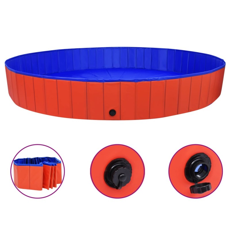 Piscina para cães dobrável 300x40 cm PVC vermelho-Produtos para cães-Home Retail