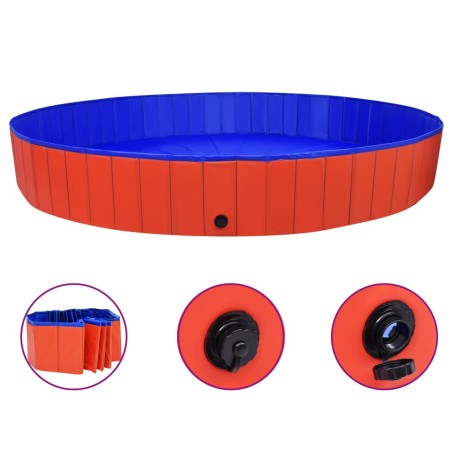 Piscina para cães dobrável 300x40 cm PVC vermelho