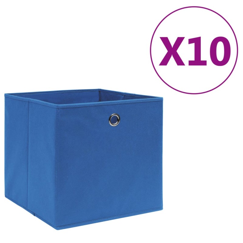 Caixas arrumação 10 pcs 28x28x28 cm tecido-não-tecido azul-Cestos para complementos-Home Retail