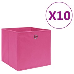 Caixas arrumação 10 pcs 28x28x28 cm tecido-não-tecido rosa