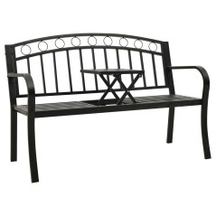 Banco de jardim com mesa 125 cm aço preto