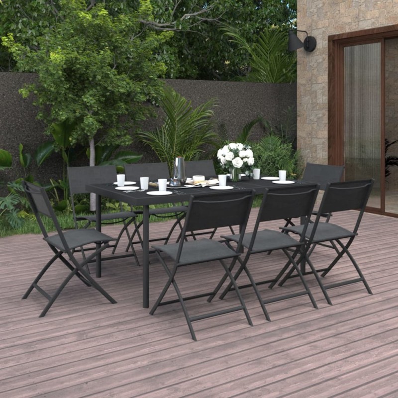 9 pcs conjunto de jantar para exterior aço-Conjuntos de jardim-Home Retail