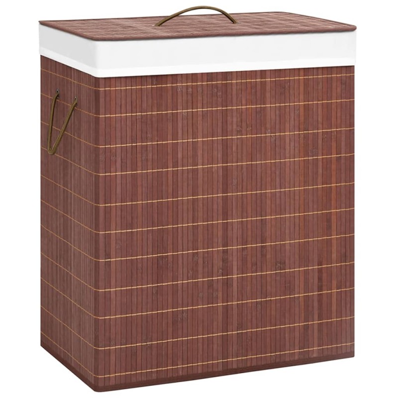 Cesto para roupa suja c/ 2 secções 100 L bambu castanho-Cestos para lavandaria-Home Retail