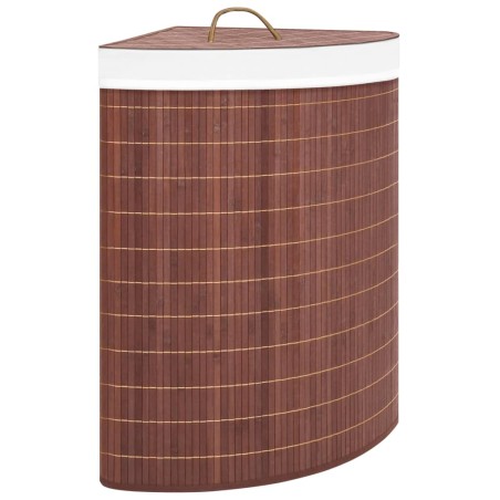 Cesto de canto para roupa suja 60 L bambu castanho