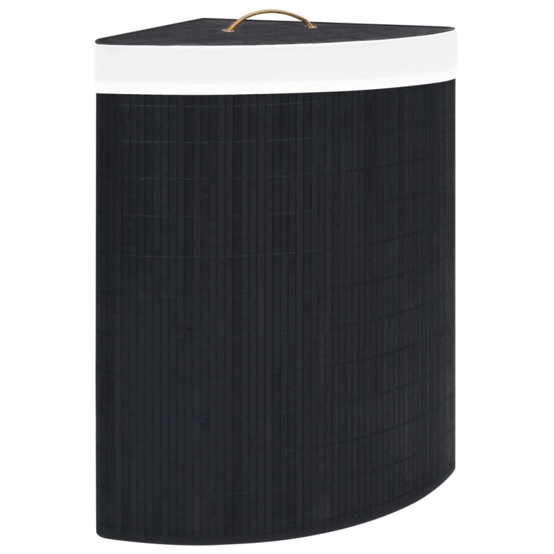 Cesto de canto para roupa suja 60 L bambu preto-Cestos para lavandaria-Home Retail