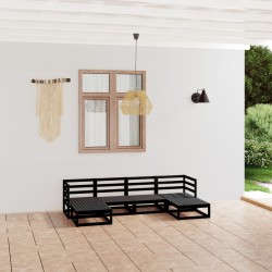 6 pcs conjunto lounge de jardim pinho maciço