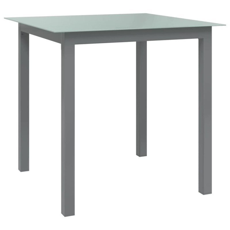 Mesa de jardim em alumínio e vidro 80x80x74 cm cinzento-claro-Mesas de jardim-Home Retail