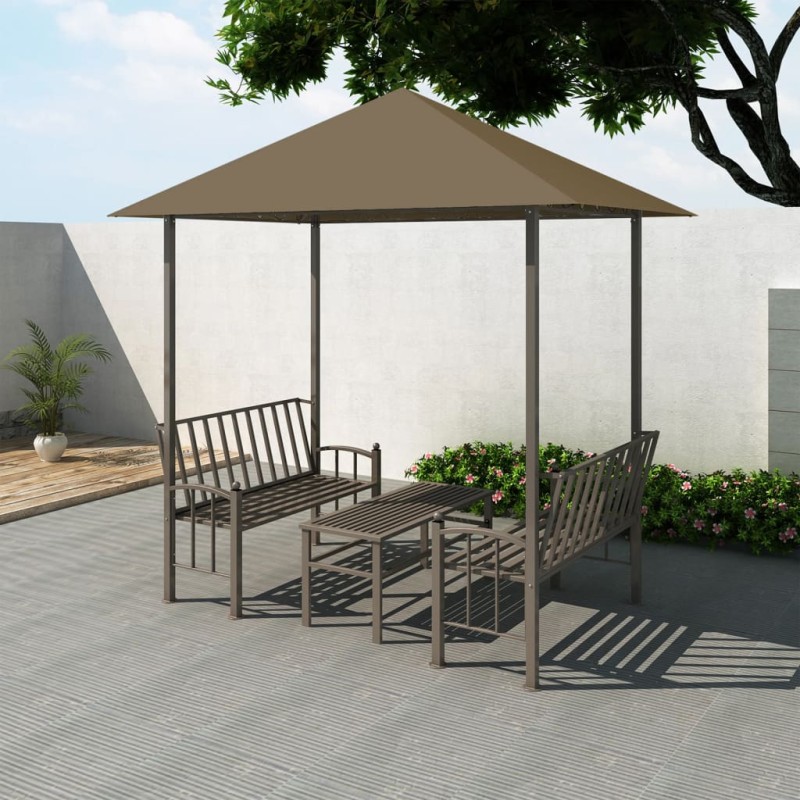 Pérgula jardim c/ mesa/bancos 2,5x1,5x2,4m 180g/m² cinza-acast.-Toldos e gazebos-Home Retail