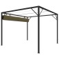 Gazebo jardim telhado retrátil 3x3 m 180 g/m² cinza-acastanhado