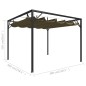 Gazebo jardim telhado retrátil 3x3 m 180 g/m² cinza-acastanhado