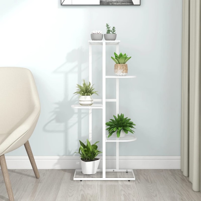 Suporte de vasos c/ 5 prateleiras 43x22x98 cm metal branco-Suportes para vasos-Home Retail