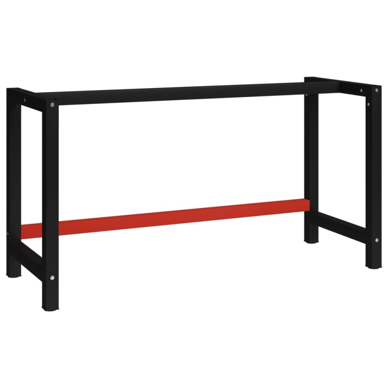 Estrutura banco de trabalho 150x57x79 cm metal preto e vermelho-Pernas de mesa-Home Retail