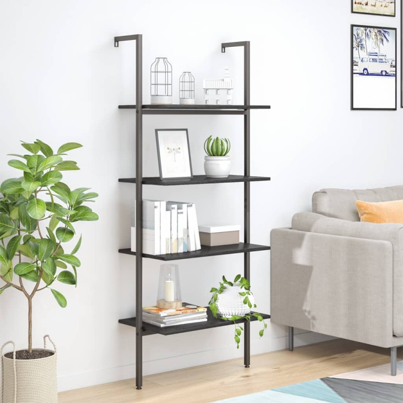 Unidade 4 prateleiras inclinada 64x35x152,5 cm preto-Estantes para livros-Home Retail