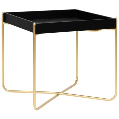 Mesa de apoio 38x38x38,5 cm MDF preto e dourado