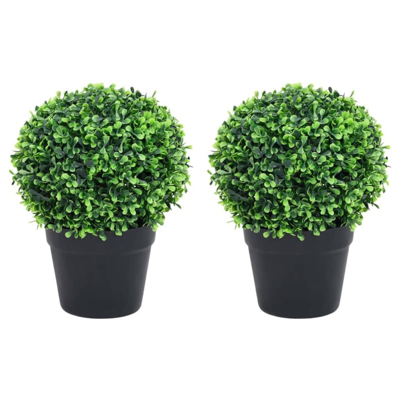 Plantas bolas de buxo artificiais c/ vasos 2 pcs 37 cm verde-Flores sintéticas-Home Retail