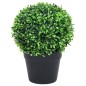 Plantas bolas de buxo artificiais c/ vasos 2 pcs 37 cm verde