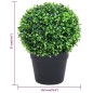 Plantas bolas de buxo artificiais c/ vasos 2 pcs 37 cm verde