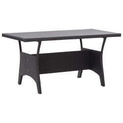 Mesa de jardim 120x70x66 cm vime PE preto