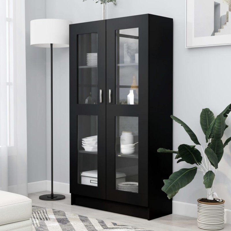 Armário vitrine 82,5x30,5x150 cm derivados de madeira preto-Estantes para livros-Home Retail