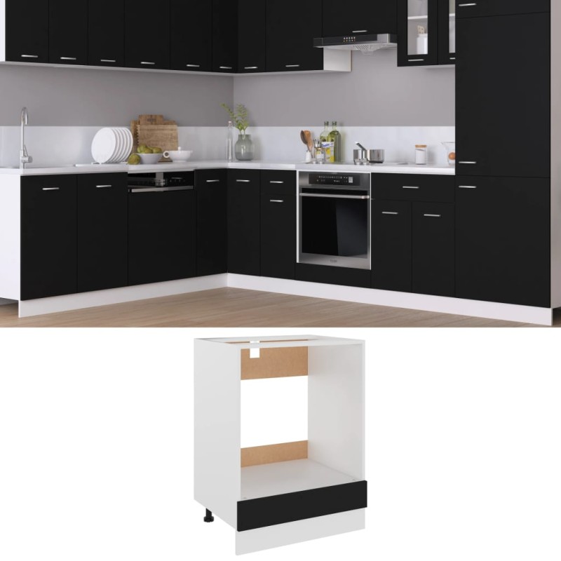 Armário para forno 60x46x81,5 cm derivados madeira preto-Armários de cozinha-Home Retail