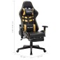 Cadeira gaming c/ apoio de pés couro artificial preto/dourado