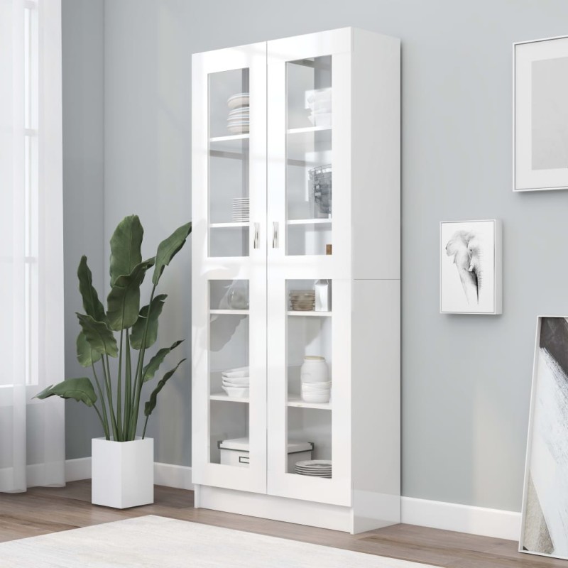 Armário vitrine derivados de madeira branco brilhante-Estantes para livros-Home Retail