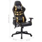 Cadeira de gaming couro artificial preto e dourado