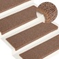 Tapete/carpete para degraus 15 pcs 65x21x4 cm castanho