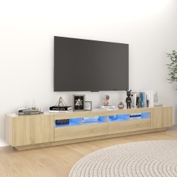 Móvel de TV com luzes LED 260x35x40 cm carvalho sonoma