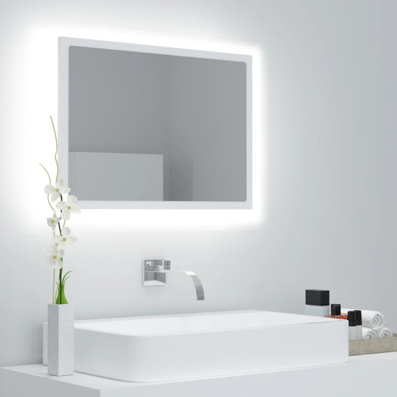 Espelho de casa de banho com LED 60x8,5x37cm acrílico branco-Armários para casa de banho-Home Retail