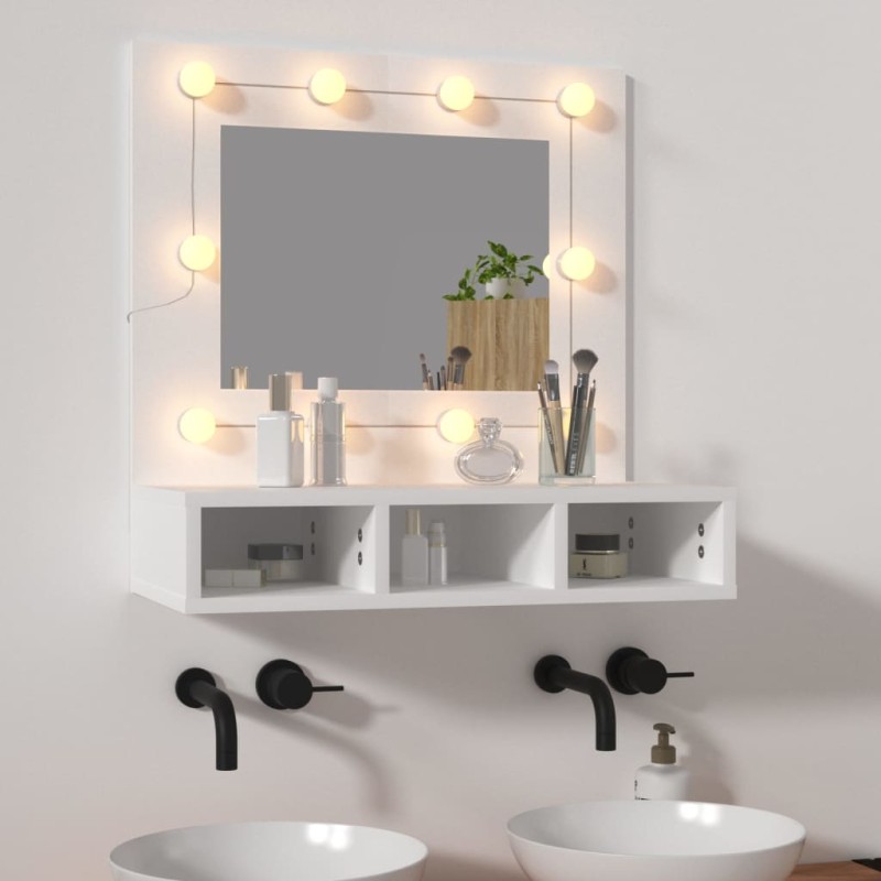 Armário espelhado com luzes LED 60x31,5x62 cm branco-Armários para casa de banho-Home Retail