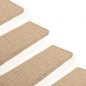 Tapetes escada adesivos aspeto sisal 15pcs 65x21x4cm cor areia