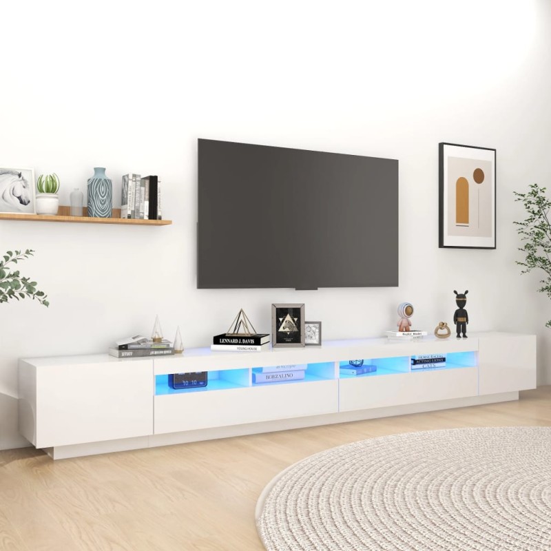 Móvel de TV com luzes LED 300x35x40 cm branco brilhante-Móveis de TV-Home Retail