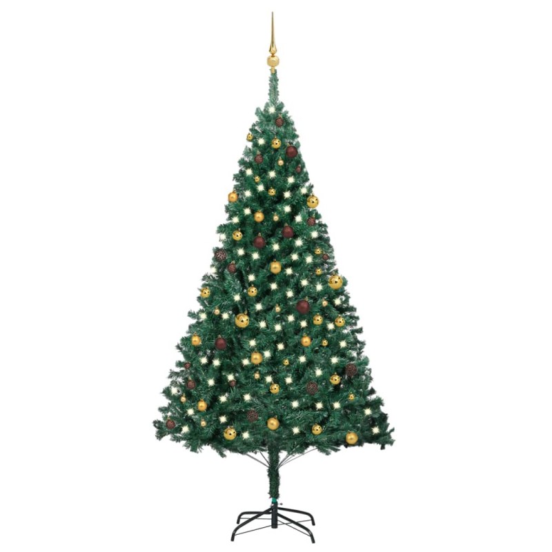 Árvore Natal artificial pré-iluminada c/ bolas 240 cm verde-Árvores de Natal-Home Retail