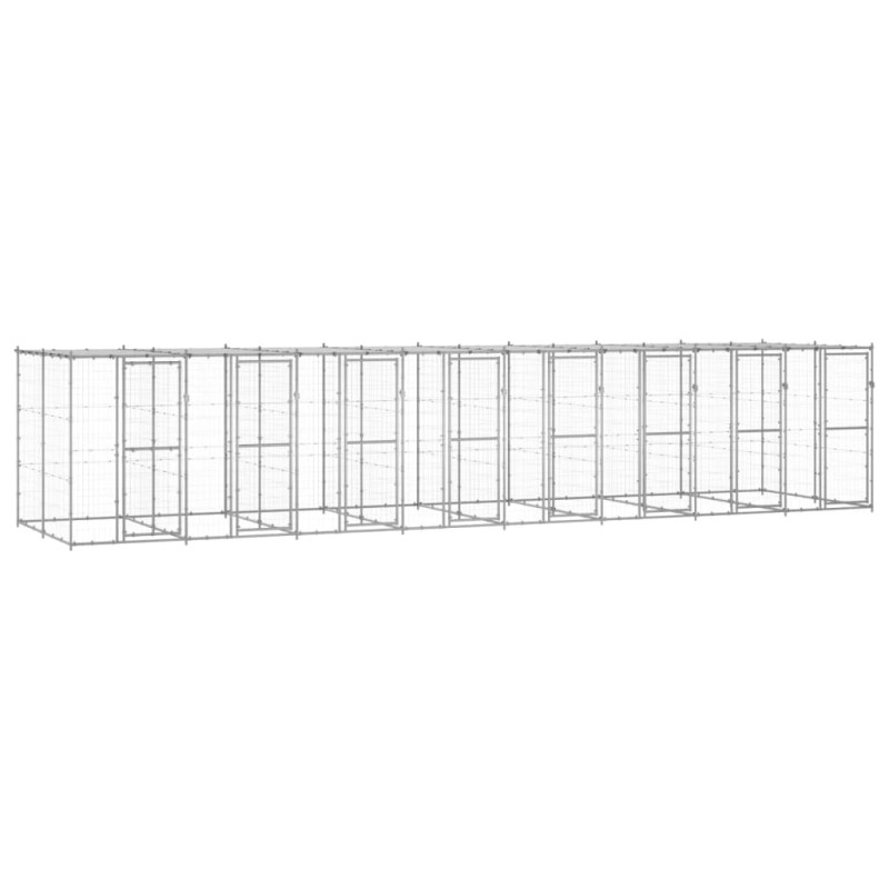 Canil de exterior com telhado 19,36 m² aço galvanizado-Canis-Home Retail