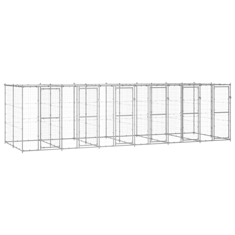 Canil de exterior com telhado 14,52 m² aço galvanizado-Canis-Home Retail