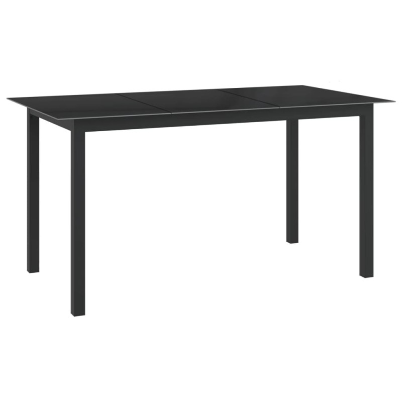 Mesa de jardim em alumínio e vidro 150x90x74 cm preto-Mesas de jardim-Home Retail